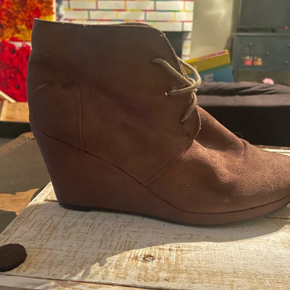 Journee Collection Brown Wedge Booties